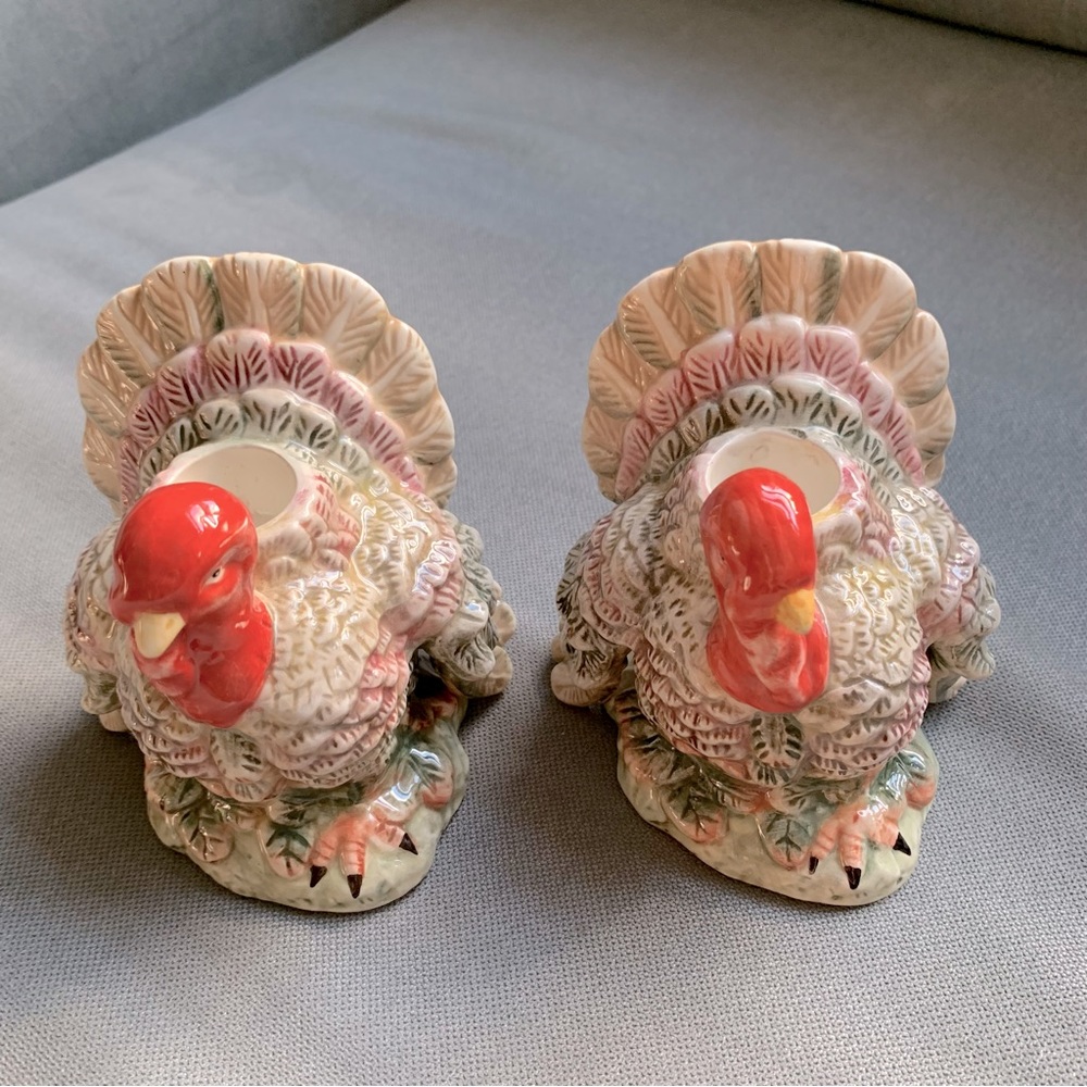 Kaldun & Bogle Candleholders.  Festive Turkeys.  Mint Condition.